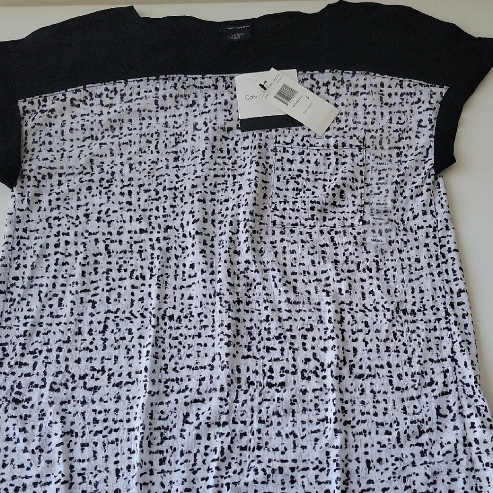 Calvin Klein Ladies' S/S Knit Top White/ Black